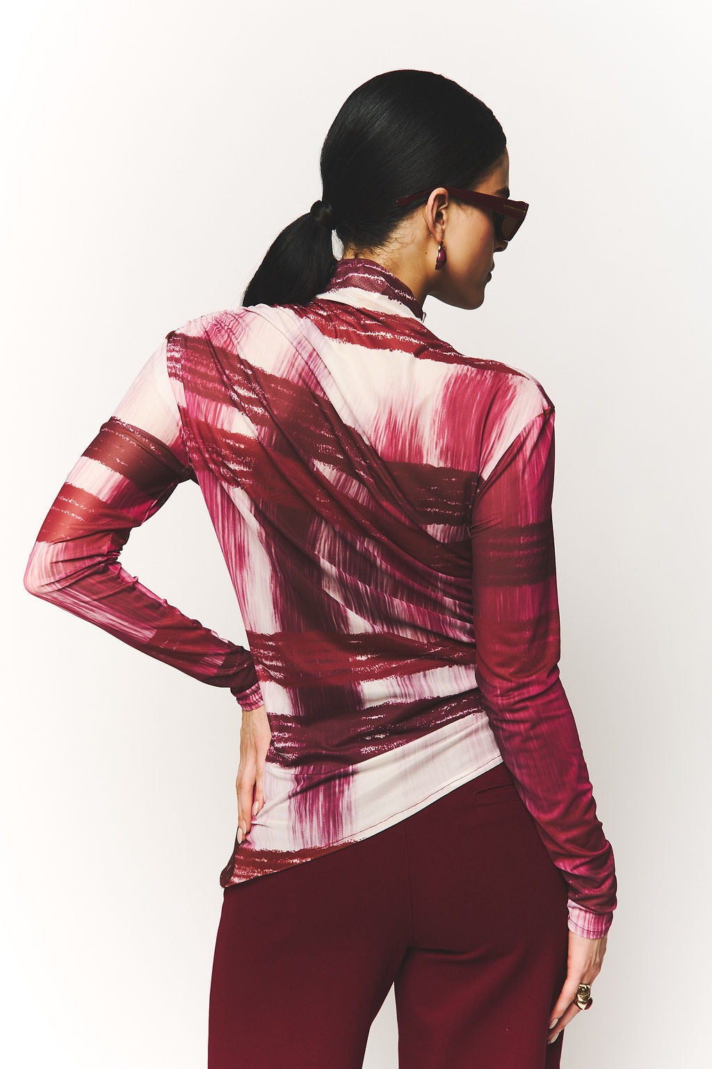 Alpha Burgundy Mesh Top